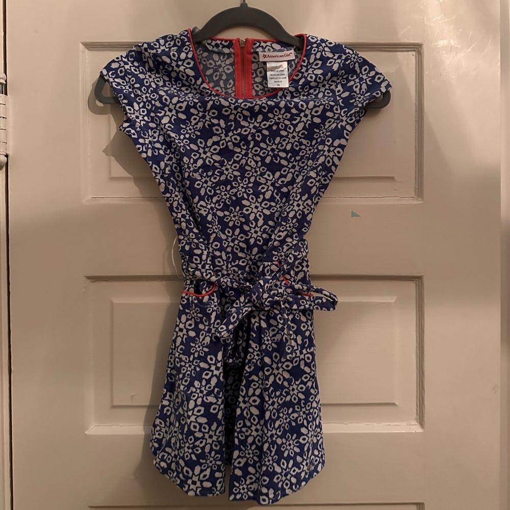 American Girl Blue Floral Corduroy Dress